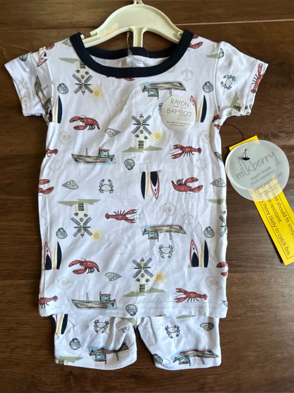 Milkberry Nautical Lobster Short Sleeve and Shorts Pajamas 12m